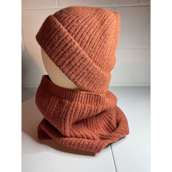 Universal Threads Beanie with Neck Warmer Rust Ribbed Cotton Blend - Picture 7 of 9